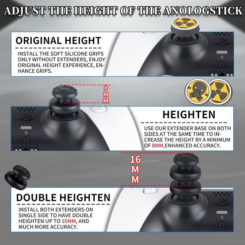 PlayRealm NO Falling Off Thumbstick Extender x 2 & Thumb Grip x 4 for PS5 & PS4 Controller (Fallout) - Image 5